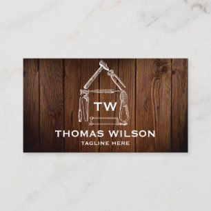 Carte De Visite Construction vintage Handyman Carpenter Outils Bus