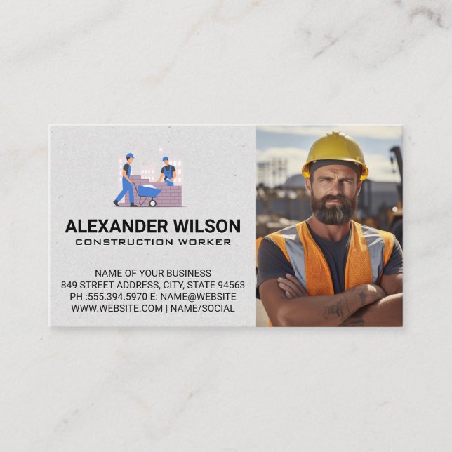 Carte De Visite Construction Worker | Home Builders (Devant)