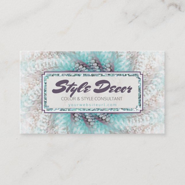 Carte De Visite Consultant | Aqua Purple Abstrait Swirl (Devant)