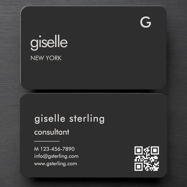 Carte De Visite Consultant Black QR Code (Créateur téléchargé)
