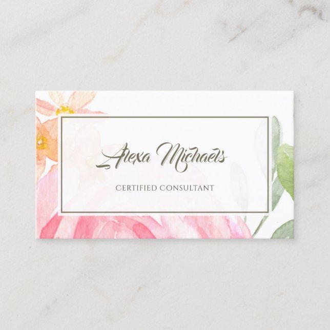 Carte De Visite Consultant certifié Plutôt Rose Floral (Devant)