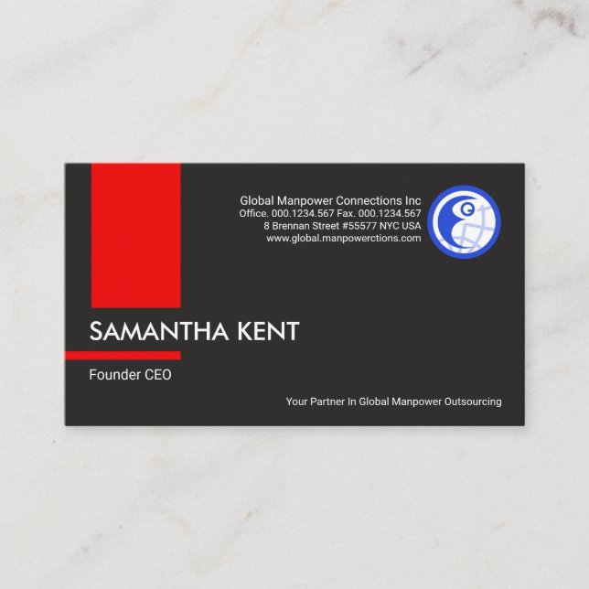 Carte De Visite Consultant de main-d'oeuvre de la colonne rouge ve (Devant)