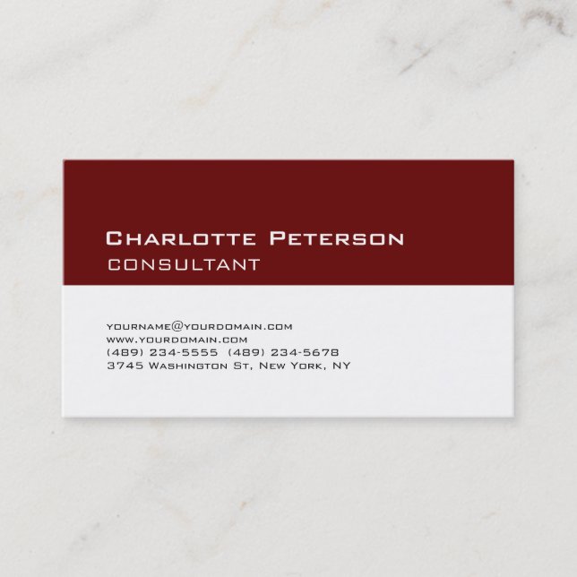 Carte De Visite Consultant élégant et tendance Red White (Devant)