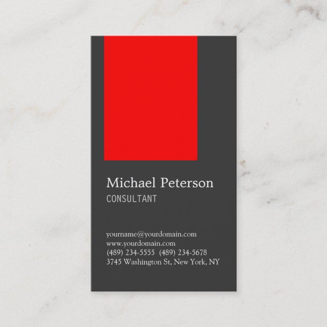Carte de visite consultant en bande rouge gris ver (Devant)