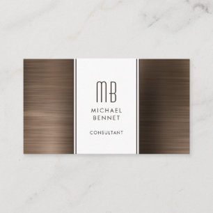 Carte De Visite Consultant en bronze Brown métallisé Monogramme