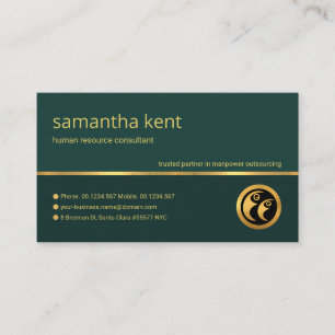 Carte De Visite Consultant en main-d'oeuvre élégante Emerald Green