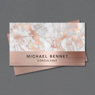 Carte De Visite Consultant en Marbre Gris Métallic Rose Gold