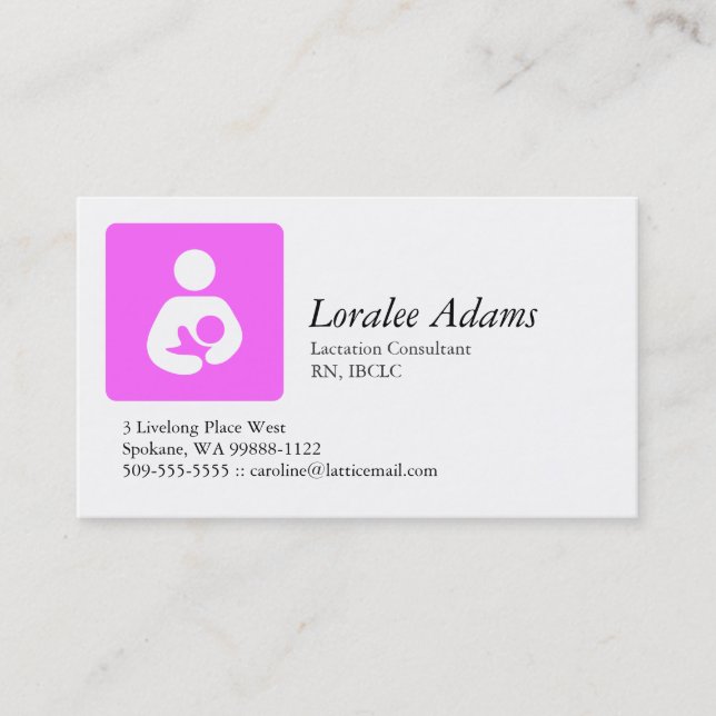 Carte De Visite Consultant en matière de lactation (Devant)