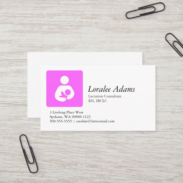 Carte De Visite Consultant en matière de lactation (Devant/Arrière en situation)