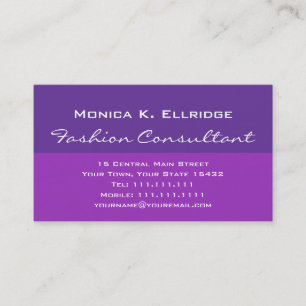 Carte De Visite Consultant en matière de mode assez pourpre et
