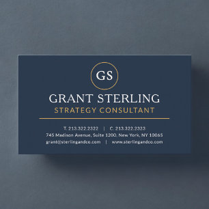 Carte De Visite Consultant en stratégie Navy Blue Luxe Or