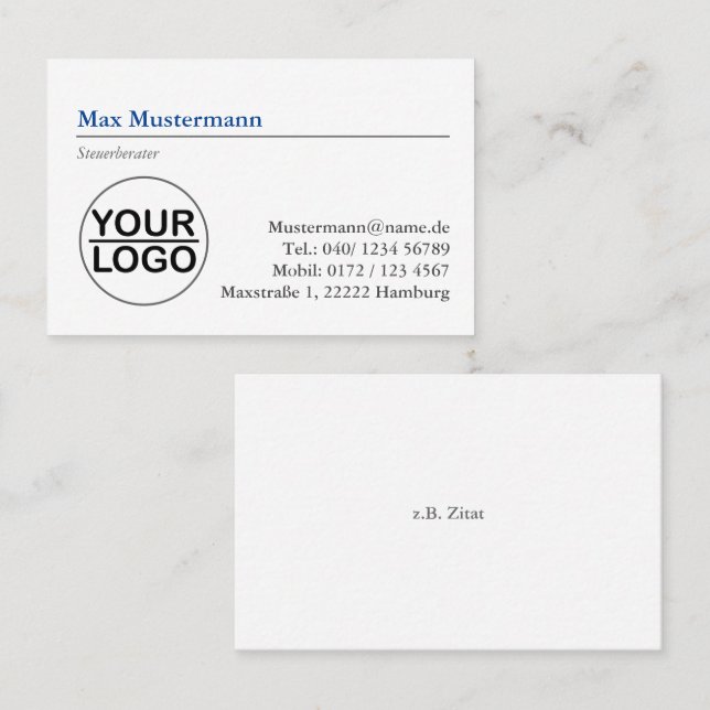 Carte De Visite Consultant fiscal auprès du LOGO (Devant / Derrière)