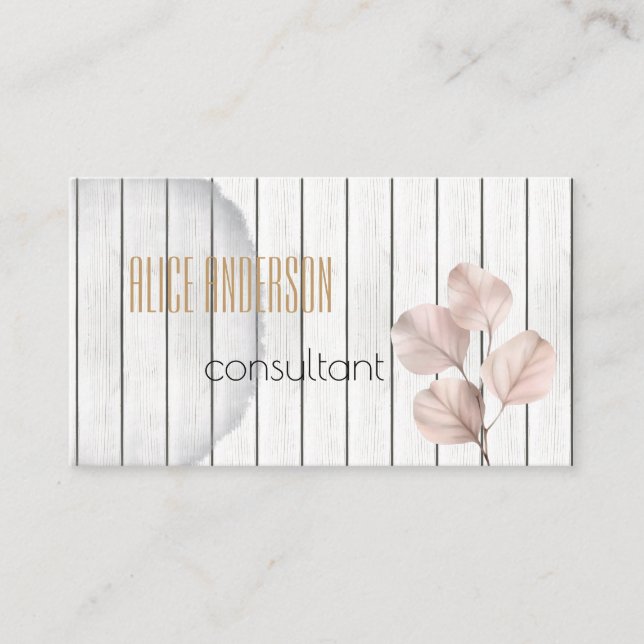 Carte De Visite Consultant floral simple en bois (Devant)
