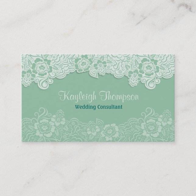 Carte De Visite Consultant mariage - Dentelle de menthe (Devant)
