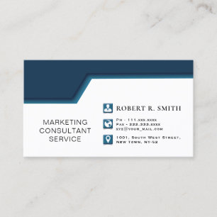 Carte De Visite Consultant marketing Blue & White Business Card