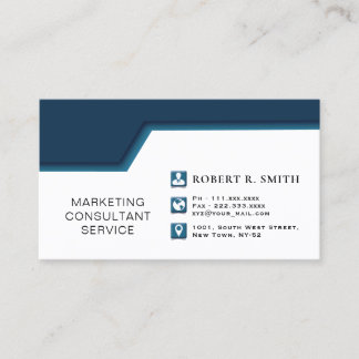 Carte De Visite Consultant marketing Blue & White Business Card