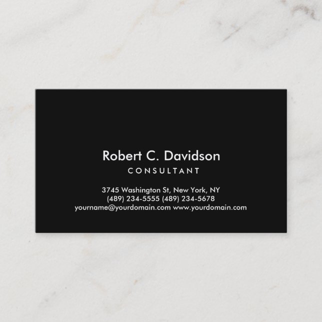 Carte de visite consultant moderne en noir clair (Devant)