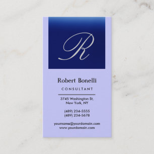 Carte de visite consultant Monogramme bleu vertica