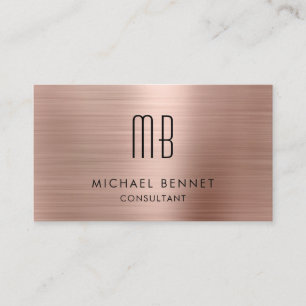 Carte De Visite Consultant Monogramme Métallisé Or Rose Luxe