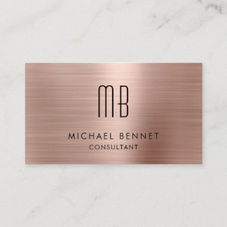 Carte De Visite Consultant Monogramme Métallisé Or Rose Luxe