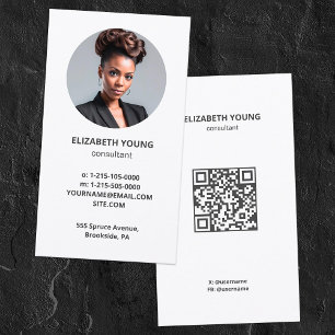 Carte De Visite Consultant Photo personnalisée et QR