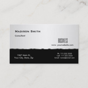 Carte De Visite Consultant professionnel moderne en métal argenté