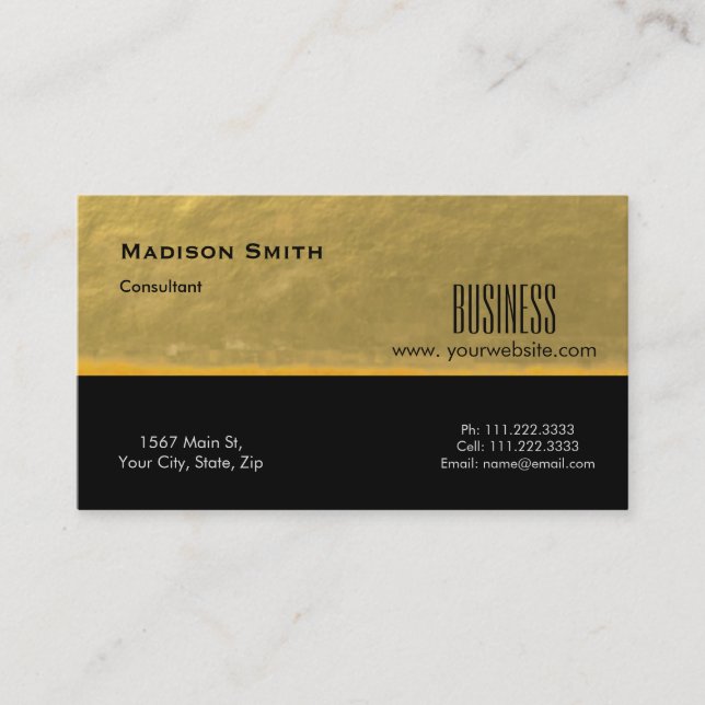 Carte De Visite Consultant professionnel moderne en métal or (Devant)