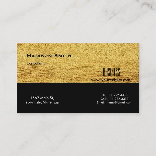 Carte De Visite Consultant professionnel moderne en métal or (Devant)