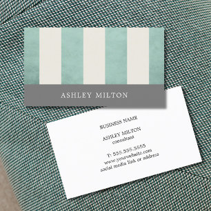 Carte De Visite Consultant rayé vert gris texture moderne