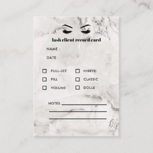Carte De Visite Consultation des clients d'extension Eyelash Marbr