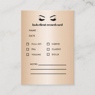 Carte De Visite Consultation du client Gold Eyelash Extension