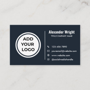Carte de visite Contact Logo Bleu Navy Moderne 