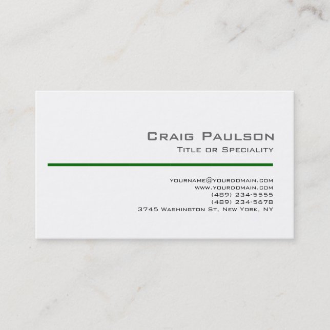 Carte de visite contemporain Black White Green Lin (Devant)