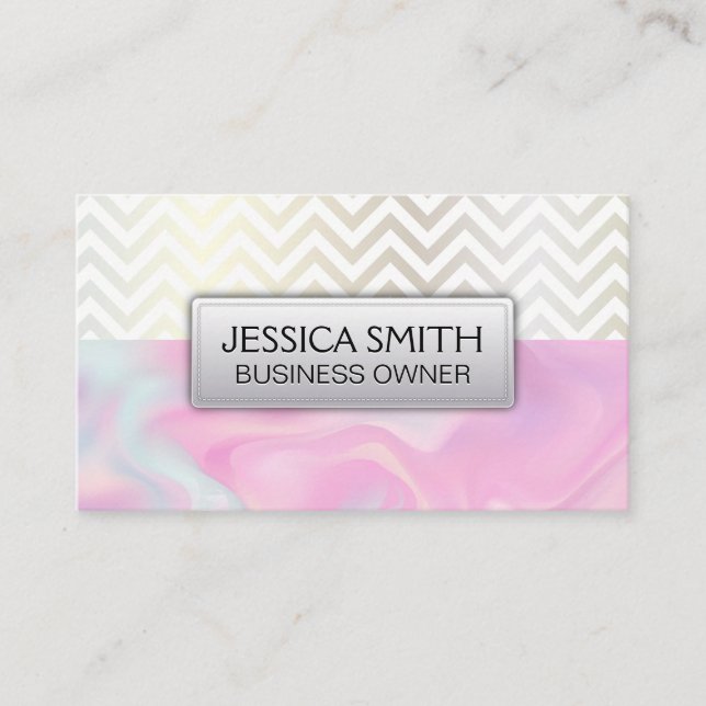 Carte De Visite Contemporain Chevron Pastel Liquid (Devant)