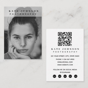 Carte De Visite Contemporain Minimal Code QR de médias sociaux Pho