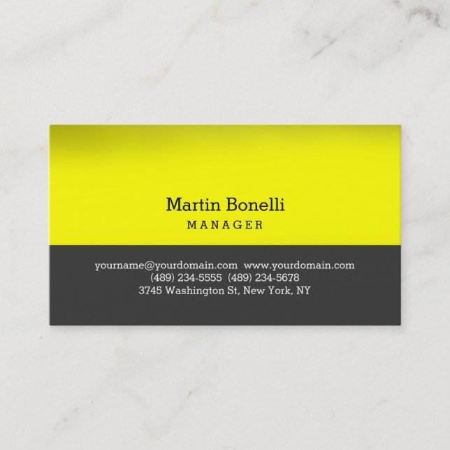 Carte de visite Contemporary Yellow Grey Manager (Devant)