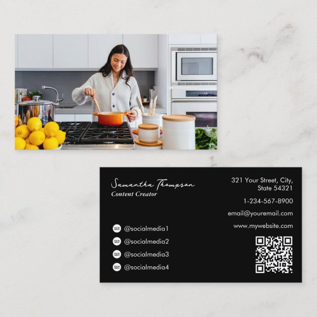 Carte De Visite Contenu de l'influenceur alimentaire Créateur Phot (Devant / Derrière)