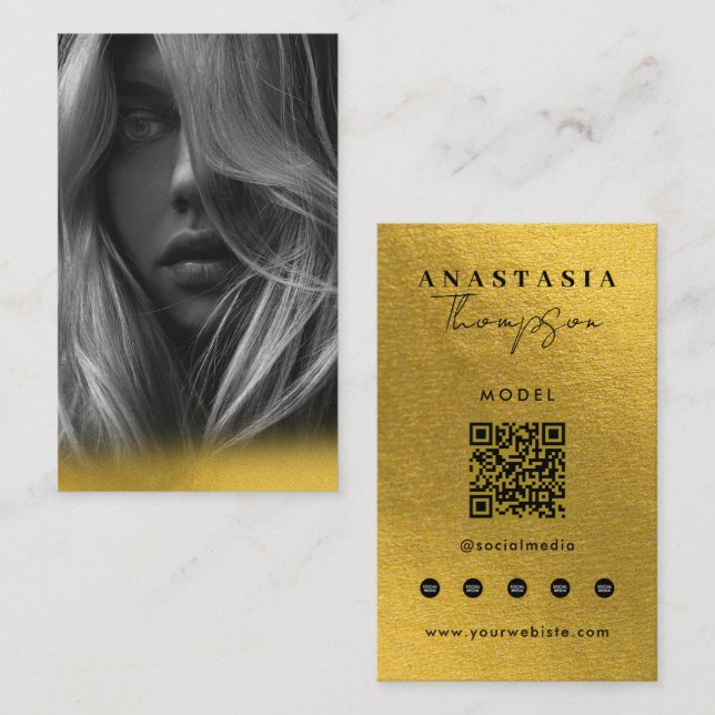 Carte De Visite Contenu modifiable Influencer Créateur Or (Devant / Derrière)