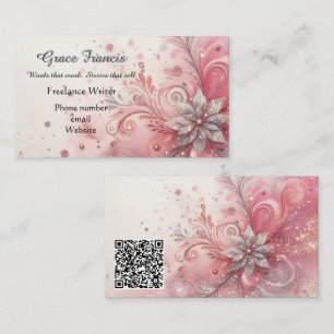 Carte De Visite Conteur indépendant rose capricieux et scintillant