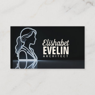 Carte De Visite Contours Blancs avec Reflet : Une Silhouette Moder