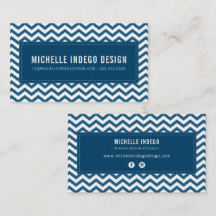 Carte De Visite COOL CHEVRON MOTIF preppy moderne bleu marine fonc