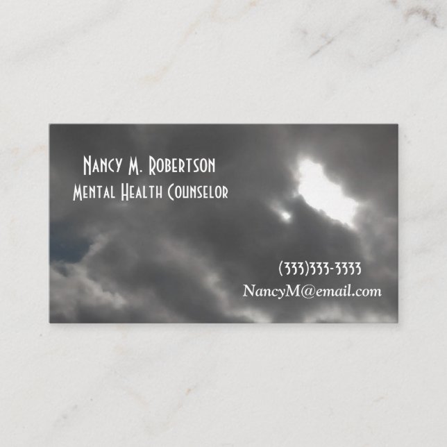 Carte De Visite Cool Dark Stormy Sky Imprimer Conseiller en santé  (Devant)