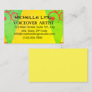 Carte de visite Cool de voix-off vert jaune