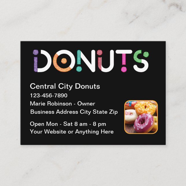 Carte De Visite Cool Donut Theme Doughnut Shop (Devant)