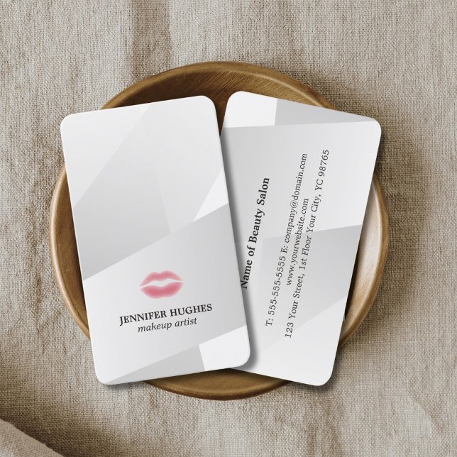 Carte De Visite Cool Elegant Faux Argent Artiste de maquillage géo (Créateur téléchargé)