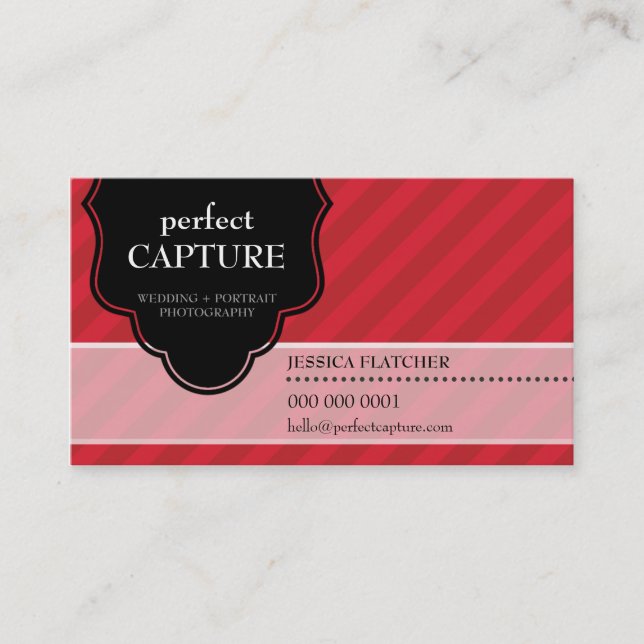 CARTE DE VISITE cool en gras capture rouge rayure  (Devant)