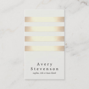 Carte De Visite Cool Faux Gold Foil et blanc 4 rayures Moderne