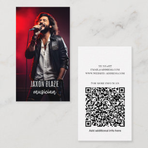 Carte De Visite Cool Funky red Musician & Songwriter Ajouter photo