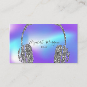 Carte De Visite Cool Holographique Parties scintillant argent DJ c