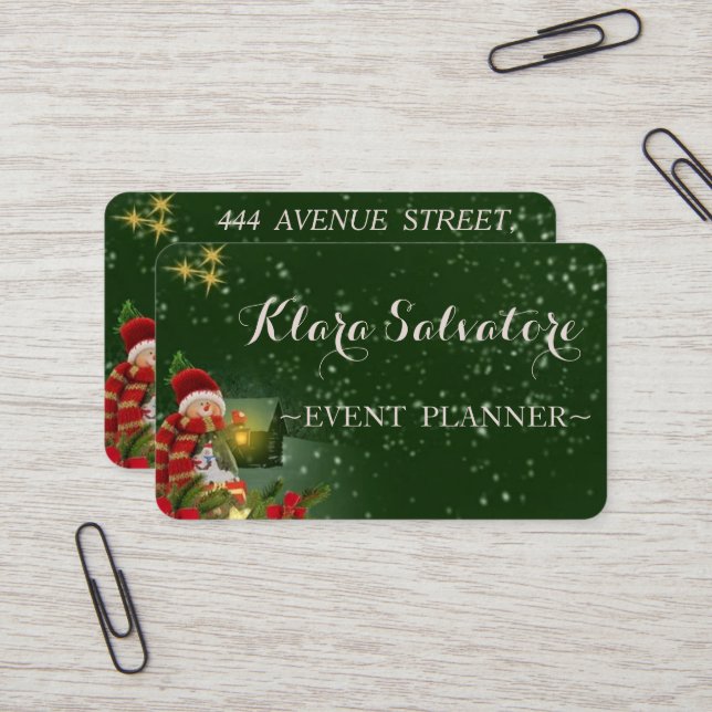 Carte De Visite Cool magnifique Noël vert étoile ciel (Devant/Arrière en situation)
